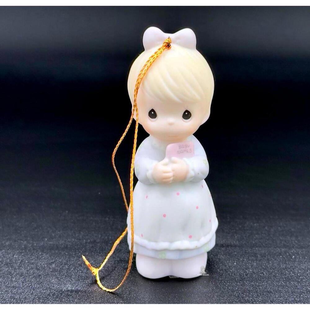 Precious Moments Expecting Mom Ornament Girl With Baby Names Book